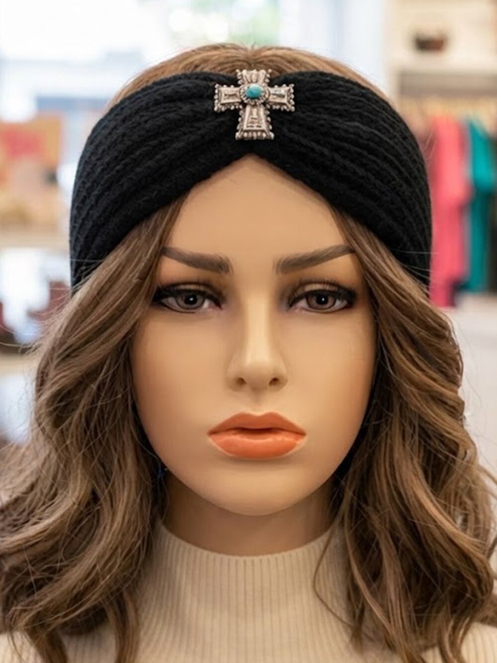 Ladies Cross Knitted Winter Headband - Picture 3 of 5